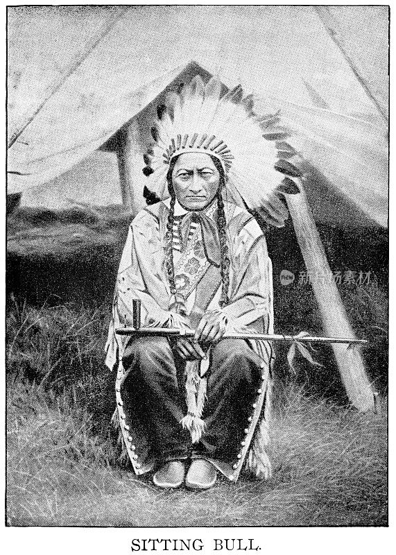 坐牛的半色调印花，Hunkpapa Lakota酋长